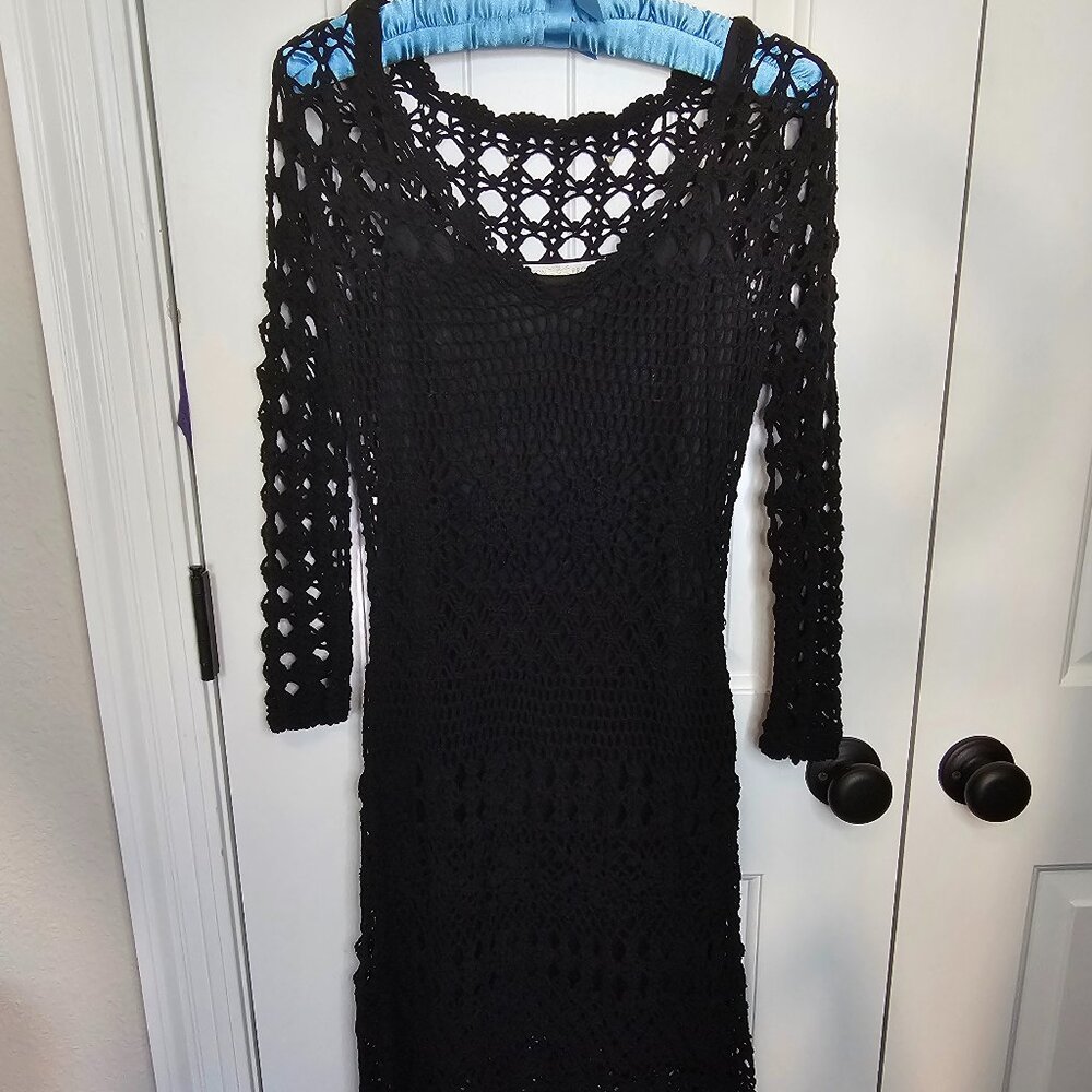 Boston Proper Black Crochet XS dress